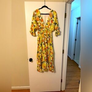 Petal & Pup Floral Midi Dress - Orange and Yellow